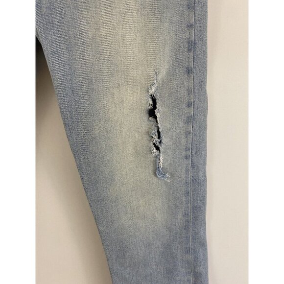 Zara Jeans Slim Olivia Straight Leg Raw Hem Distressed Light Wash Size 4 - Picture 5 of 10